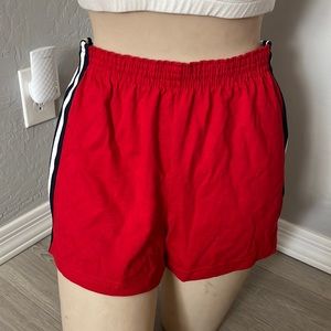 Red with White and Navy Striped Shorts for Sports/Cheerleading